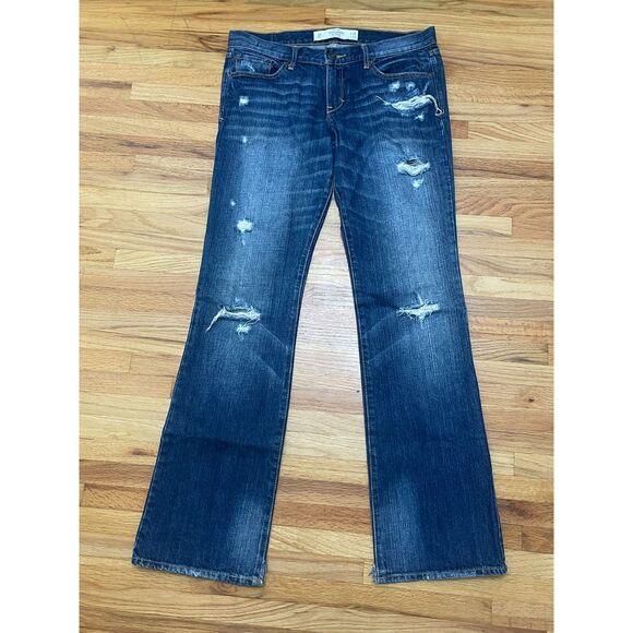 Abercrombie & Fitch Emma Women's 6 Blue Jeans Denim Cotton Bootcut Distressed - Picture 1 of 11